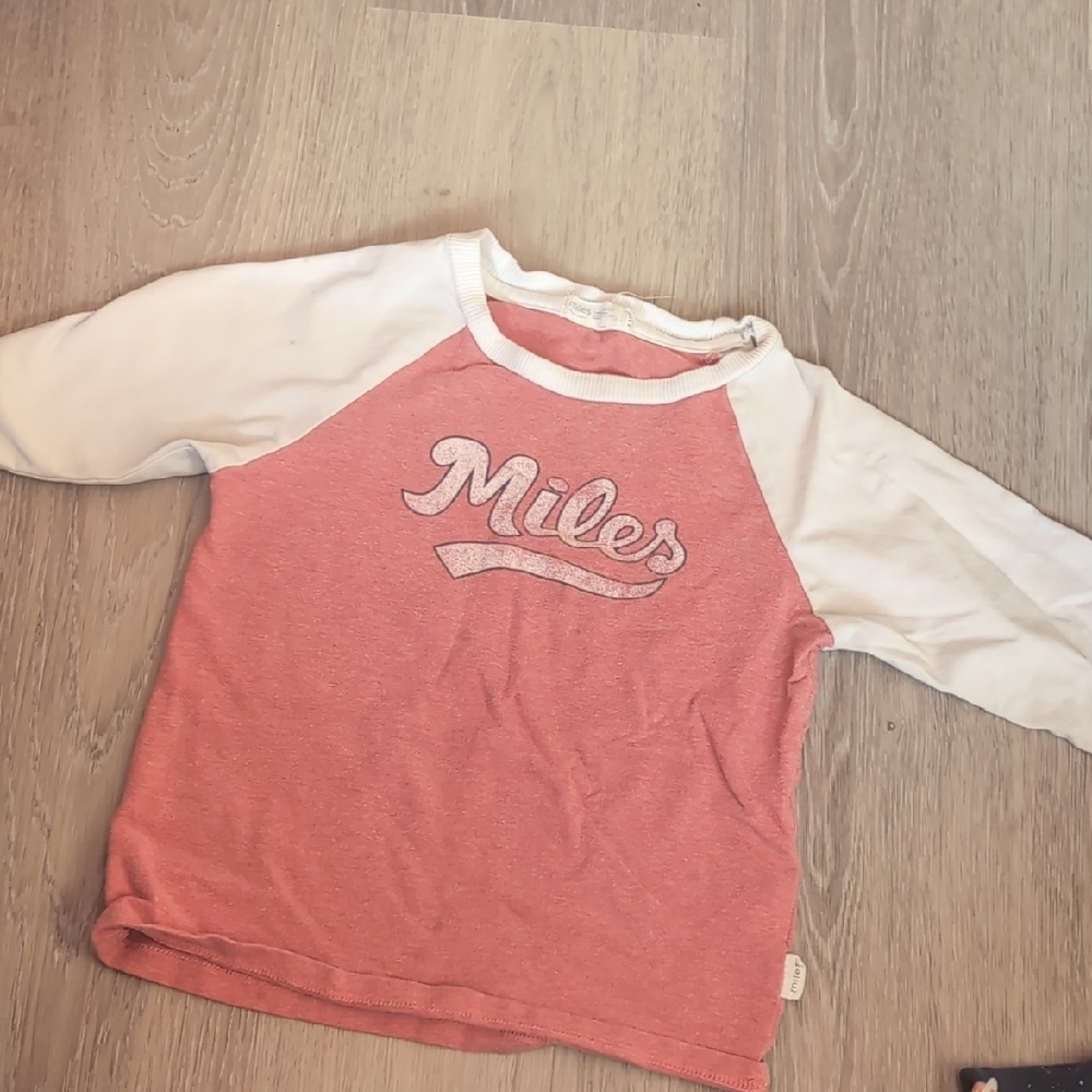 Kids Long Sleeve Tee Pink and White